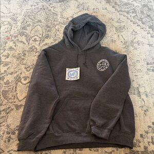 Women's Charcoal Pullover Hoodie with Chest Emblem